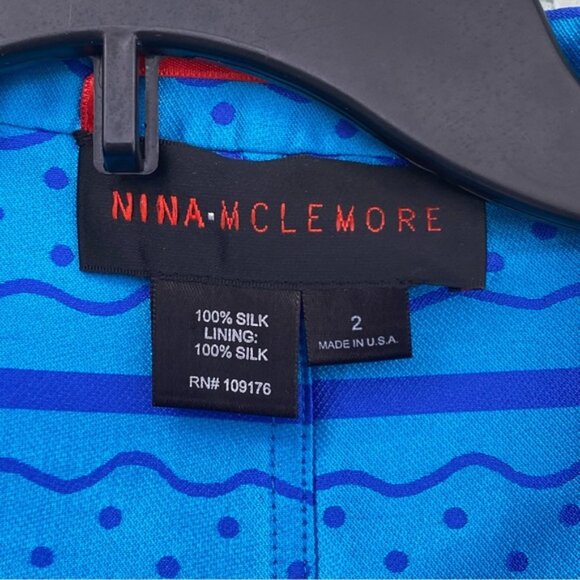 Nina Mclemore Women's Blue Striped Silk Jacket Size 2 Casual Spring - Picture 9 of 11